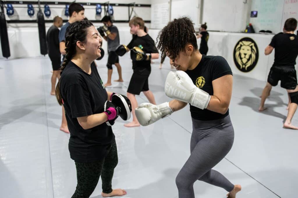 Royal Mixed Martial Arts Boxing Class two female students practicing