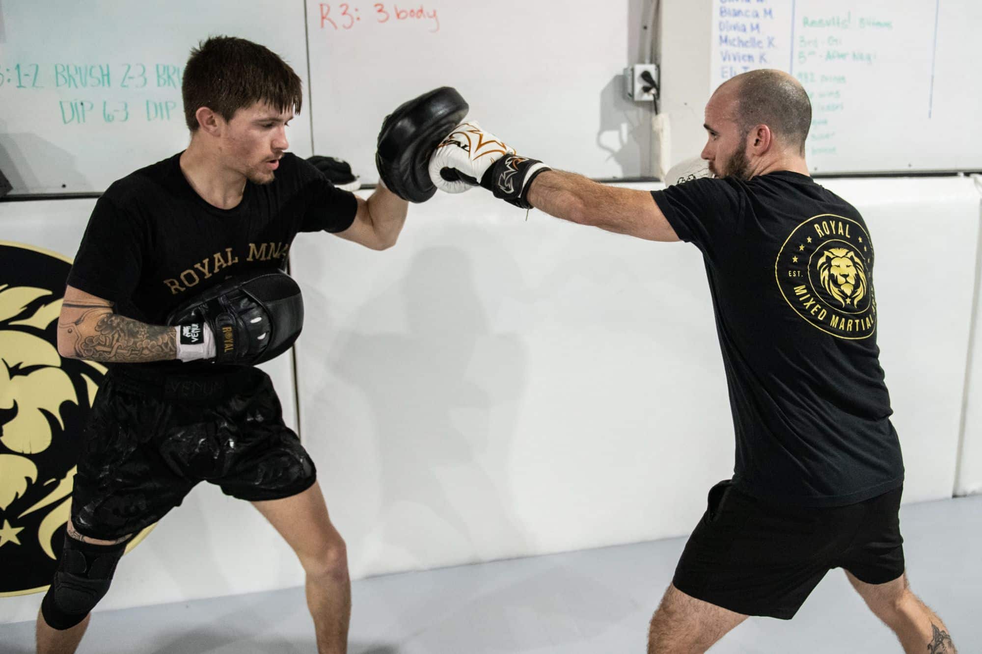 Royal Mixed Martial Arts Boxing Class two students practicing